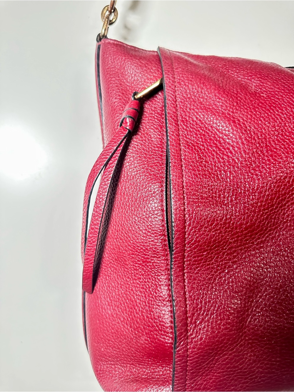 Coach Marlon Hobo Bag Refined Pebble Leather Burgundy Gold F79994 - Picture 4 of 9